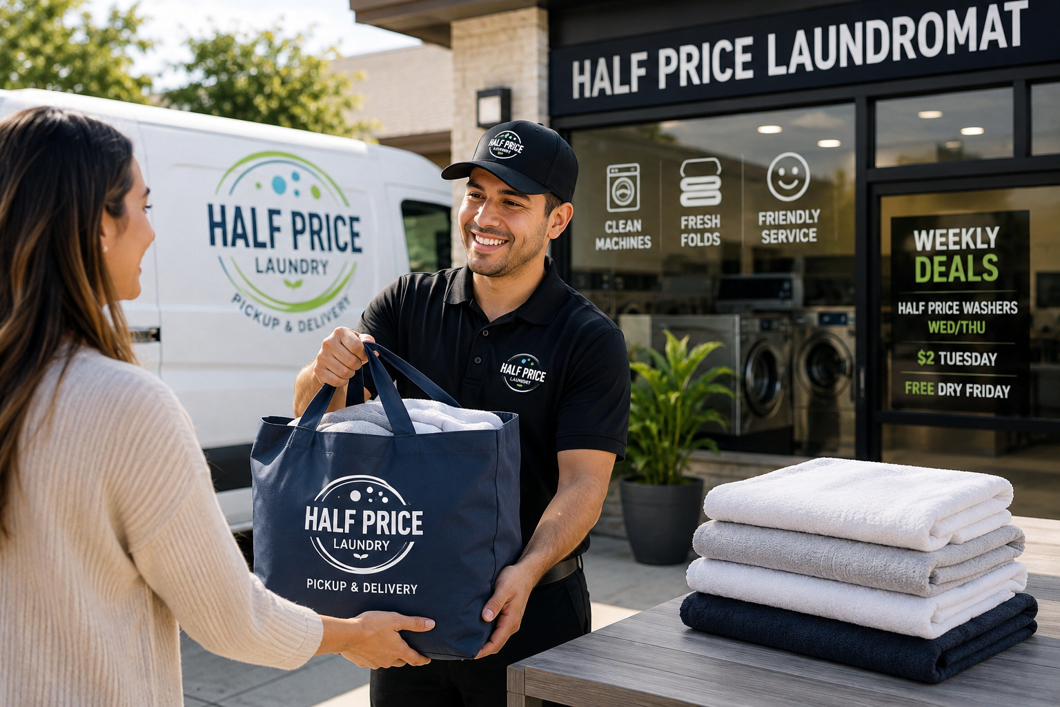 Half Price Laundry pickup and delivery service in the San Fernando Valley